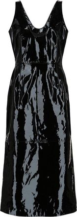 Ferragamo Scoop Neck Patent Leather Midi Dress