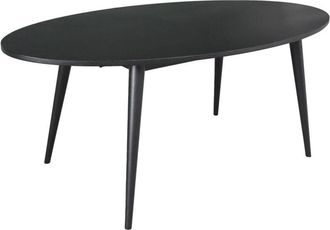 Sweeek Oval dining table rubber wood and oak veneer 6 places, Diane, Black, 190x100x75 cm