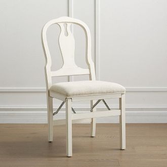 Frontgate Set of 2 Modern Chippendale Folding Chairs - Antique White - Frontgate