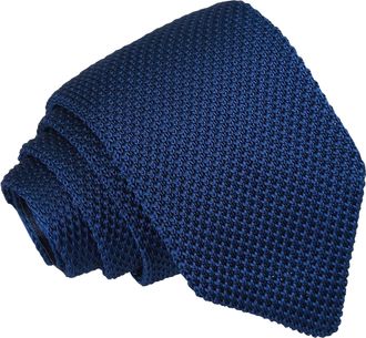 DQT Knit Knitted Formal Casual Plain Slim Tie Navy