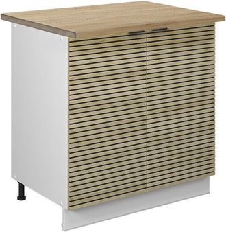 Vicco Armario Bajo Para Fregadero Fame-line, Panel De Roble, 80 Cm Con Estante, Et Roble, Vicco