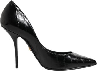 Dolce & Gabbana Zwarte Leren Stiletto Hoge Hakken Pumps Schoenen