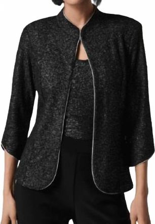 Joseph Ribkoff Foiled Textured Knit Two-Piece Set In Black/silver