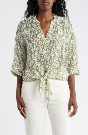 Halogen Tie Front Top in Loden Green at Nordstrom Rack, Size Small