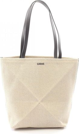 Loewe Brown Ivory Canvas Leather Handbag Tote Bag (Pre-Owned)