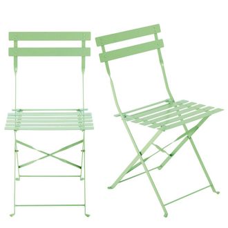 Maisons du monde Set de 2 sillas de exterior plegables: el encanto parisino en metal verde agua