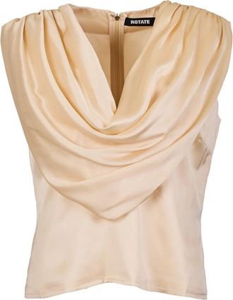 Rotate Chiffon Waterval Top - Dames - Tops zonder mouwen - Beige - M - Chiffon - Tops