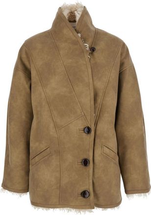 Isabel Marant Beige Solid Shawl Neck Jacket