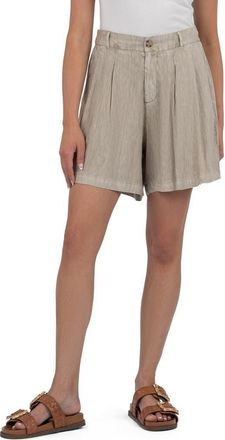 Kut from the Kloth Catalina Pleated Linen Blend Shorts in Wheat at Nordstrom, Size 10