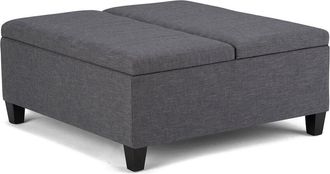 Simpli Home Ellis 36In Contemporary Square Coffee Table Storage Ottoman