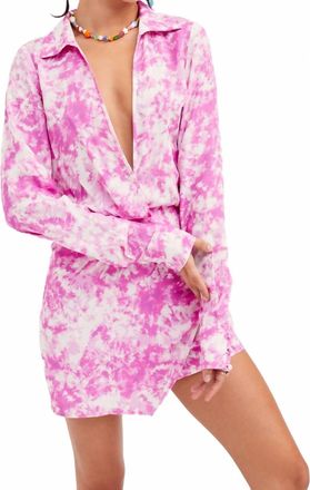 For Love & Lemons Devon Shirt Dress In Pink