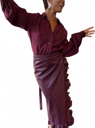 Never Fully Dressed Jaspre Ruffle Skirt In Wine