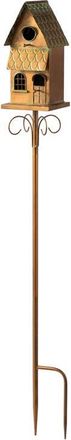 Glitzhome Farmhouse Faux Copper 2-Tiered Metal Decorative Garden Birdhouse with Stake in Bronze at Nordstrom, Size Large