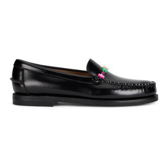 Sebago Loafers, female, Black, Size: 6 1/2 US Frank Beads Moccasin