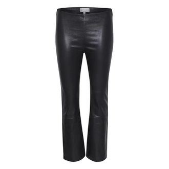 Inwear Cropped Kick-Flare Broek - Dames - Vrijetijds broeken - Zwart - S - Leer - Broeken
