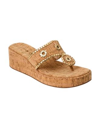 Jack Rogers Womens Mid-Wedge Sandals In Cork/gold