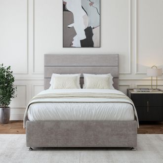 Bedmaster Luxury Velvet Divan Base & Lined Headboard in Light Grey | Size: Small Double