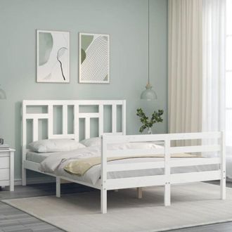 vidaXL Bed Frame without Mattress White 140x200 cm Solid Wood Vidaxl
