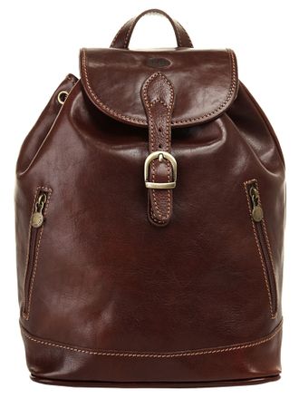 Pik&eacute; Cityrucksack PIK&Eacute;, Damen, Gr. B/H/T: 35cm x 34cm x 11cm, onesize, braun, Leder, Rindsleder, beschichtet, leicht gl&auml;nzend, Rucks&auml;cke Cityrucksack, echt