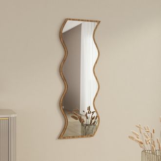 Dmora Espejo Metonoka, Forma Rectangular, Tipo De Pared, Estructura Transparente, 40x120h Cm, Color Nogal Marr&oacute;n
