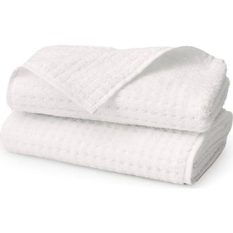 Boll & Branch Set of 2 Waffle Organic Cotton Hand Towels in White at Nordstrom