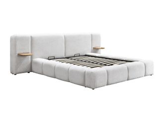 Vente-Unique Canap&eacute; abatible con mesitas de noche 160 x 200cm - Tela boucl&eacute; - Beige - VILACO