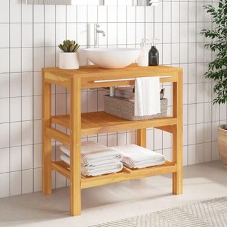 vidaXL Mobile Vanità da Bagno con 2 Mensole 74x45x75 cm Legno Massello - Vidaxl