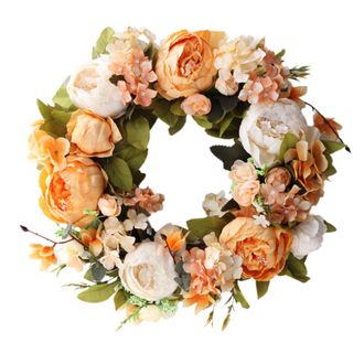 OEM Corona De Peon&iacute;as De Tela De Seda, Imitaci&oacute;n, Decoraci&oacute;n De Puerta, Anillo De Puerta, Flor De Seda, Flor De Imitaci&oacute;n, Decoraci&oacute;n De Pared Naranja Y B