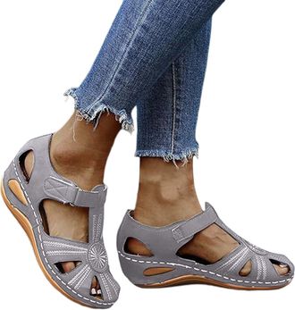 Generic Walking Sandals Women Closed Toe Arch Support Bohemian Wedge Sandals For Women Orthopedic Recovery Slides For Plantar Fasciitis Summer Beach Shoes Ret
