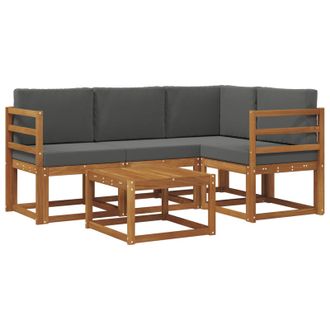 vidaXL Conjunto De Sof&aacute;s De Exterior 5 Pcs Natural Y Antracita Vidaxl