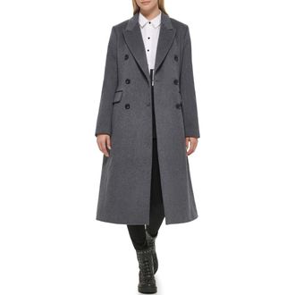 Karl Lagerfeld Wool Blend Double Breasted Coat in Medium Grey at Nordstrom Rack, Size Small