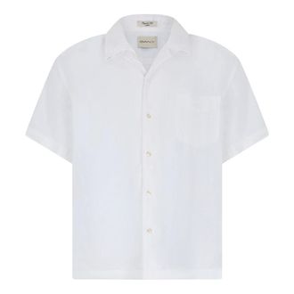 GANT Regular Fit Linen Short Sleeve Shirt - male - Gant - Short Sleeve Shirts - White - M - Shirts