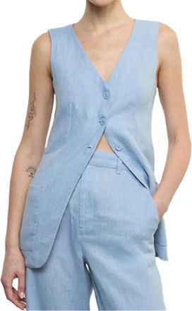 Enza Costa Linen Tunic Vest In Sky