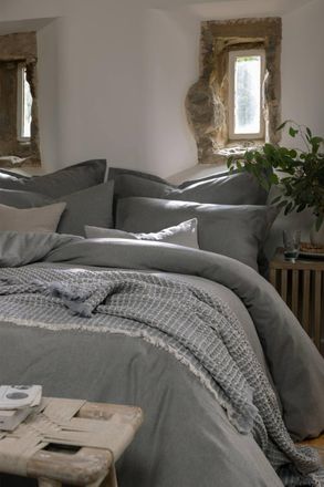 Christy Flannel Marl Super Soft Brushed Cotton Duvet Sets in Grey | Size: King