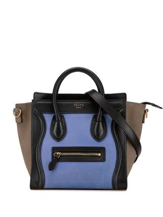 Celine 2012 kleine Luggage Tote driekleurige leren boekentas - Blauw