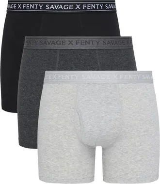 Savage x Fenty Savage Classics 3-Pack Boxer Briefs in Charcoal Heather/grey Heather at Nordstrom, Size Xxx-Large