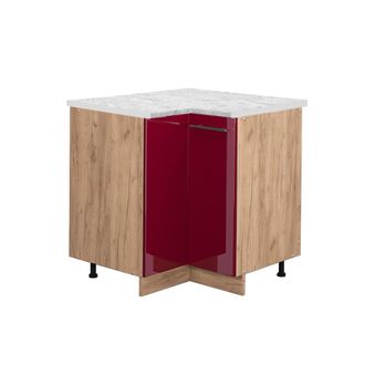 Vicco Armario De Esquina Fame-line, Rojo Burdeos Alto Brillo, 80.5 Cm, Et M&aacute;rmol