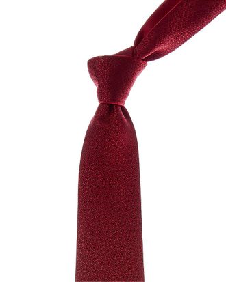 Canali Red Golfers/Solid Reversible Silk Tie