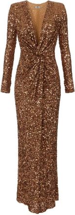 Elisabetta Franchi Kleedjes, Dames, Bruin, S, Pailletten, Red Carpet Jurk met Pailletten