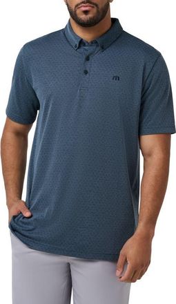 Travis Mathew Handsome Town Dot Print Piqu&eacute; Button-Down Polo in Total Eclipse at Nordstrom, Size Xx-Large