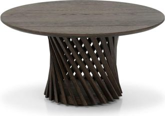 Woodek Mesa de centro redonda de roble macizo ø80 cm, espresso mate