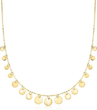 Canaria Canaria Italian 10kt Yellow Gold Graduated Disc Drop Necklace