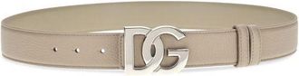 Dolce & Gabbana DG Logo Buckle Calf Leather Belt - Beige
