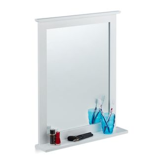 Relaxdays Relaxdays Espejo De Pared, Bamb&uacute;, Rectangular, 68 X 56 X 10 Cm, Blanco