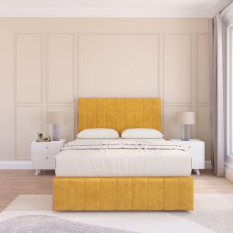 Sloomy California Divan Bed Set With 2 drawers Footend - Plush Velvet in Gold | Size: King