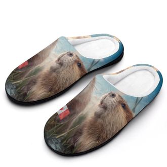 Generic Canadian Beaver Womens Slippers Winter Warm House Shoes Indoor Outdoor Hotel Slipper