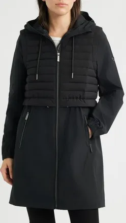 Michael Kors Quilt Core Hooded Coat in Black at Nordstrom, Size X-Small