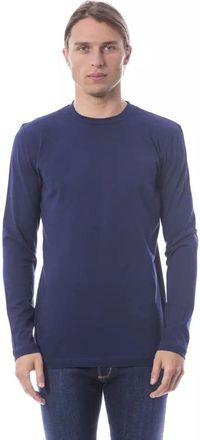 Roberto Cavalli Mens Long Sleeve Crew Neck Tshirt Classic Style - Dark Blue Cotton - Size X-Large