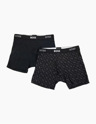 HUGO BOSS Mens Hugo Boss Two Pack Of Boxer Briefs With Logo Waistbands Black 001 - Size: 35/34/32/40/Regular