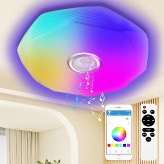 OEM 1 L&aacute;mpara De Techo Led Regulable Con Altavoz Bluetooth, &Oslash;39cm, Controlada Por Aplicaci&oacute;n Y Mando A Distancia, Para Dormitorios Y Salones